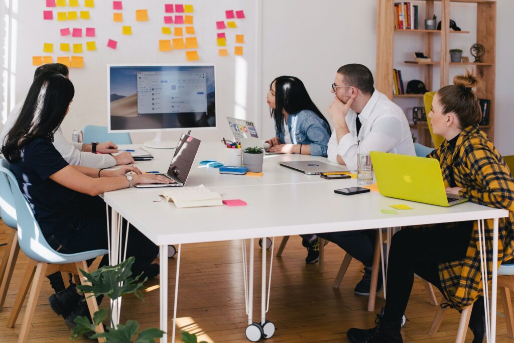 Team meeting around a conference table